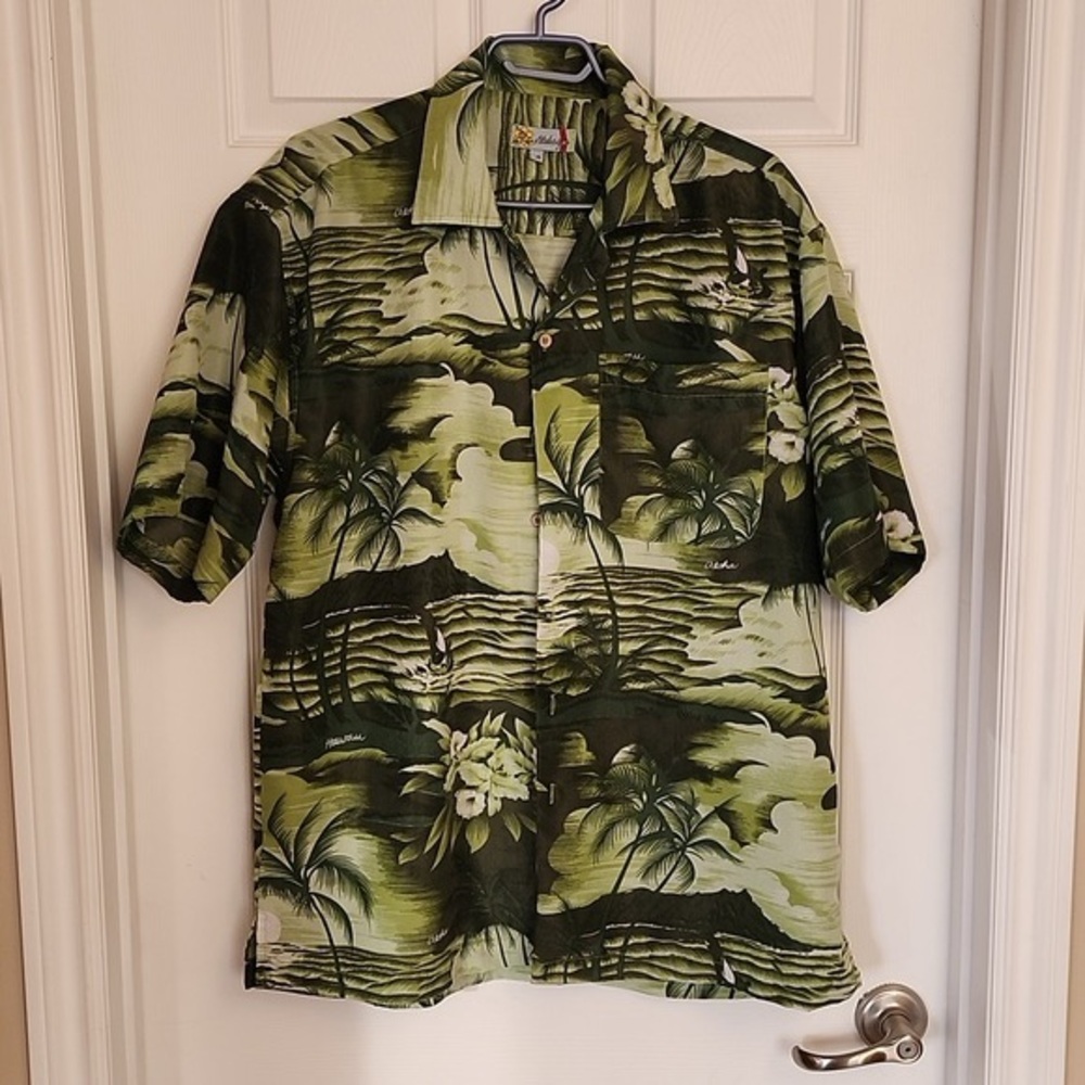 Vintage Aloha Joe Short Sleeve Hawaiian Shirt. Green Size L.